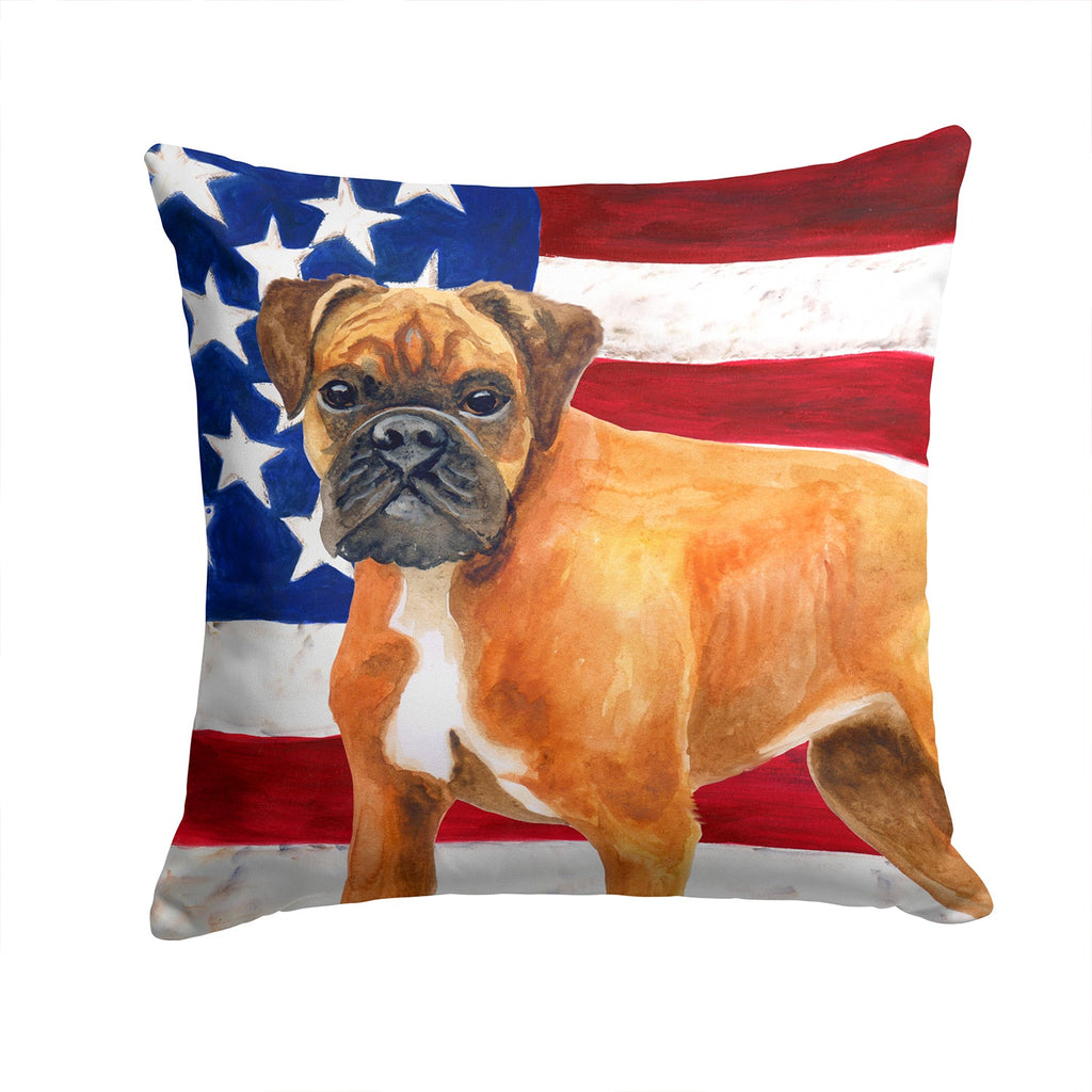 German Boxer Patriotic Decorative Throw Pillow 14x14 Indoor Outdoor Accent Cushion, Fabric Cover with Insert for Sofa, Bed, Porch & Living Room