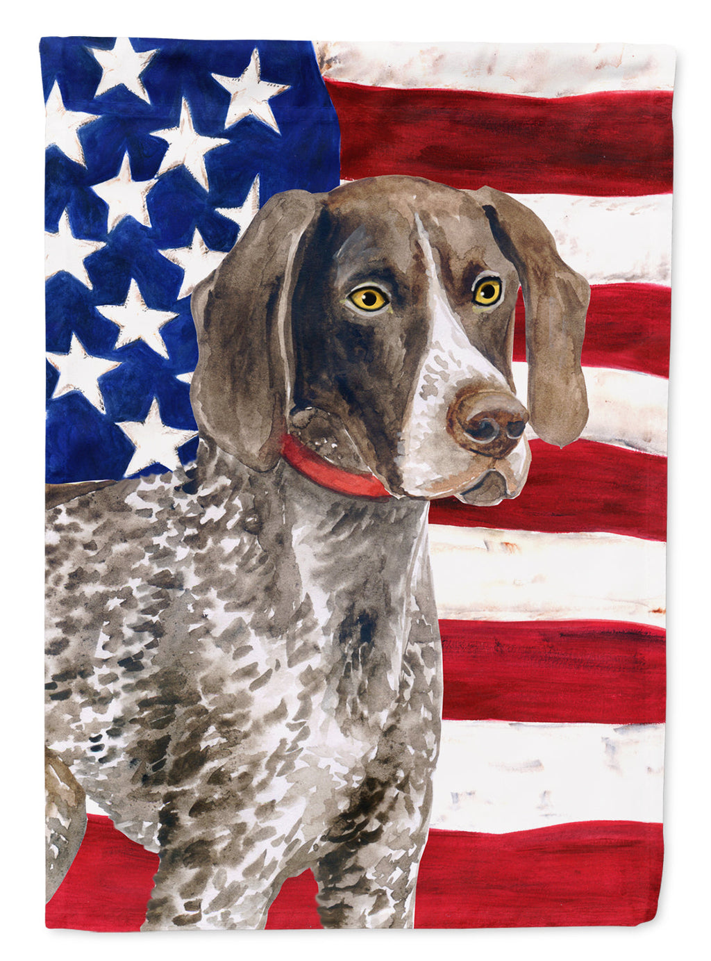 German Shorthaired Pointer Patriotic House Flag 28x40 Porch Sleeve Pole Decorative Outside Yard Banner Artwork Wall Hanging, Polyester