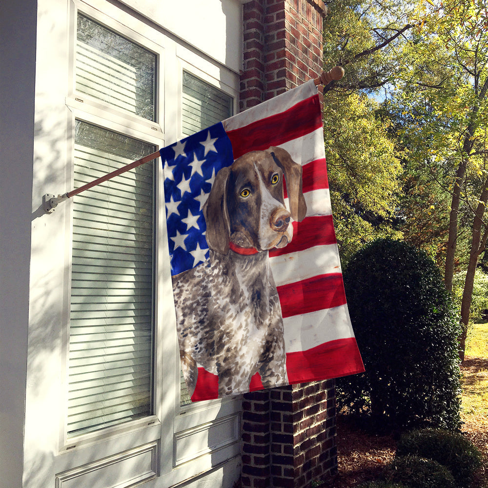 German Shorthaired Pointer Patriotic House Flag 28x40 Porch Sleeve Pole Decorative Outside Yard Banner Artwork Wall Hanging, Polyester