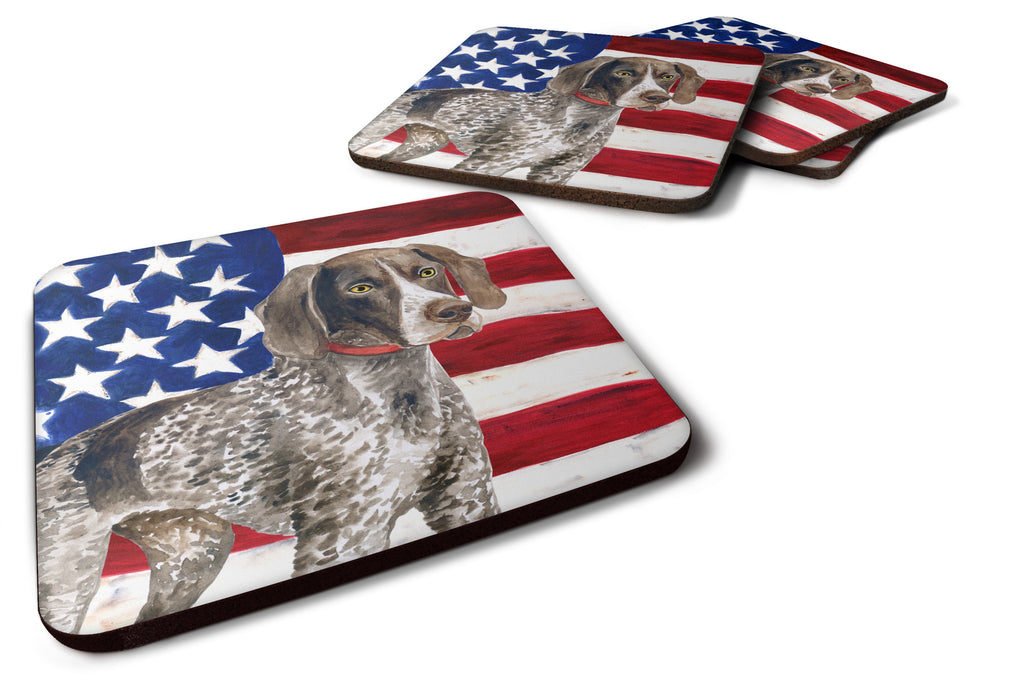 German Shorthaired Pointer Patriotic Foam Coasters Set of 4 Cup Coasters for Indoor Outdoor, Tabletop Protection, Anti Slip, Mouse pad Material