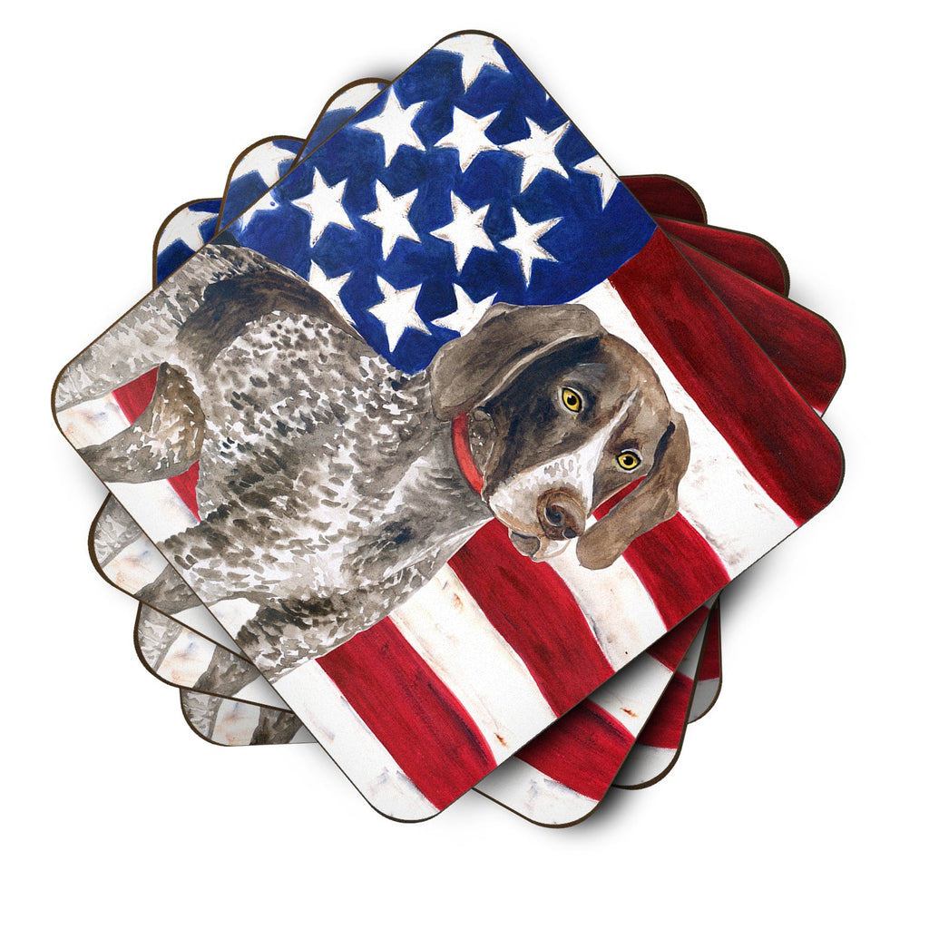 German Shorthaired Pointer Patriotic Foam Coasters Set of 4 Cup Coasters for Indoor Outdoor, Tabletop Protection, Anti Slip, Mouse pad Material