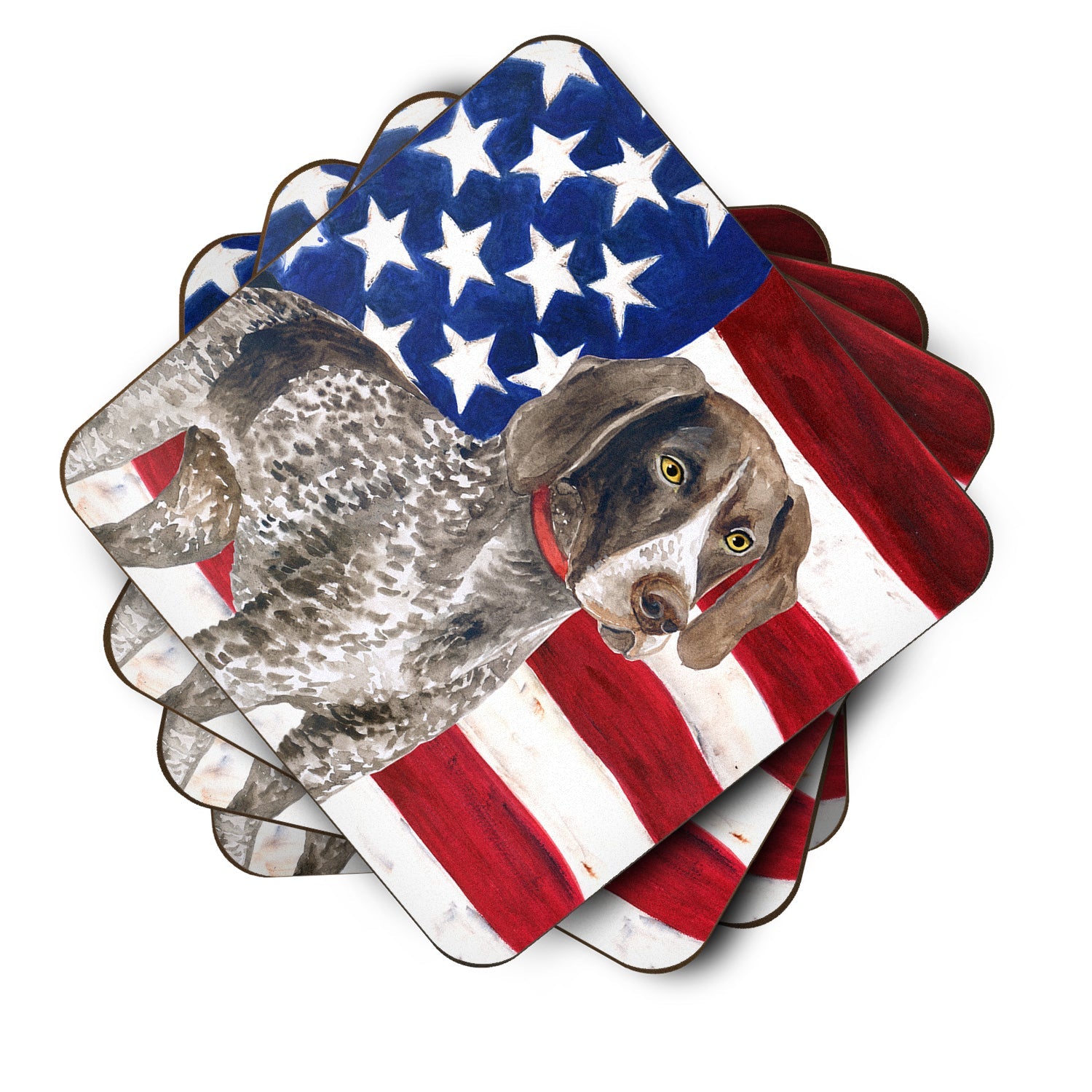 German Shorthaired Pointer Patriotic Foam Coasters Set of 4 Cup Coasters for Indoor Outdoor, Tabletop Protection, Anti Slip, Mouse pad Material