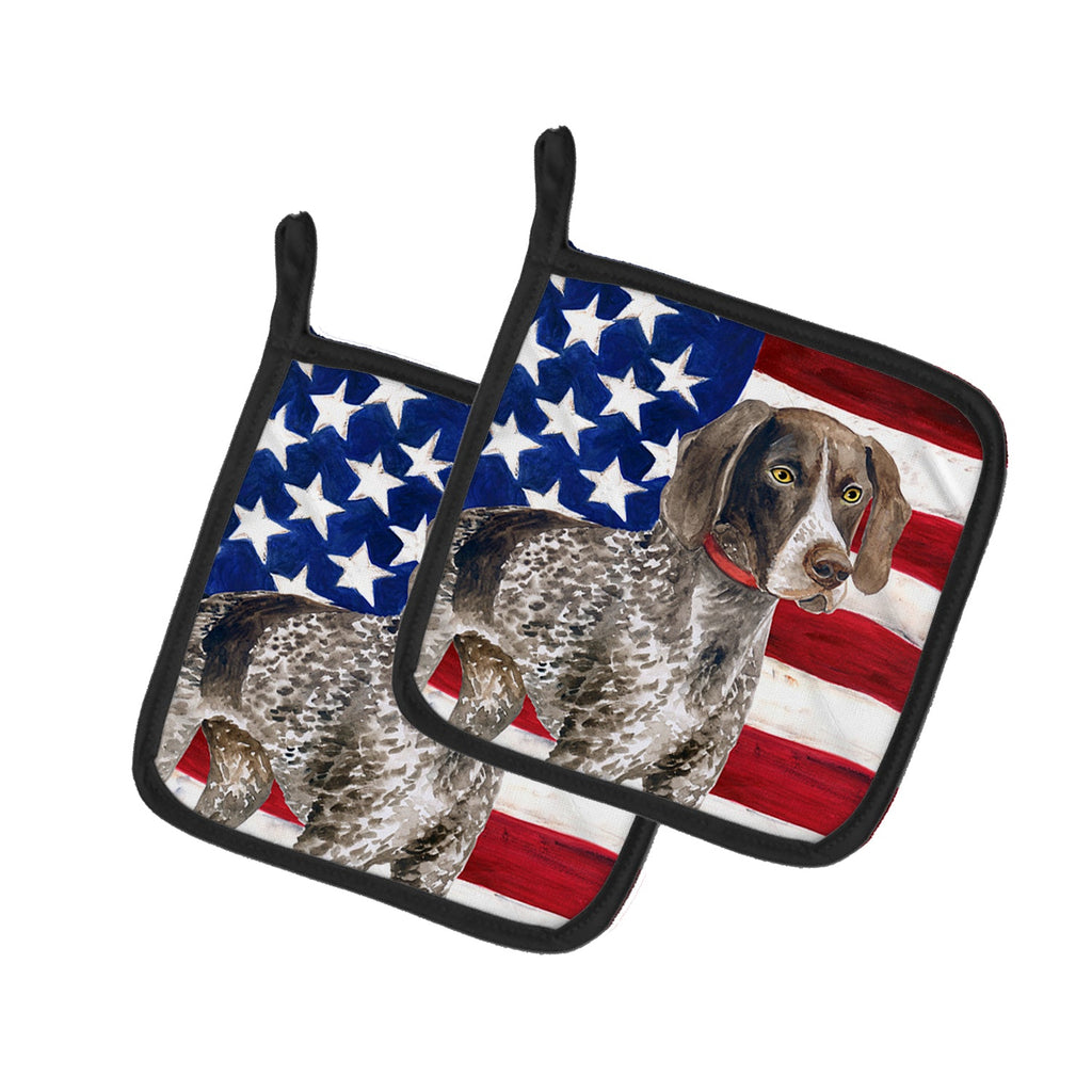 German Shorthaired Pointer Patriotic Pot Holder Set of 2 Heat Resistant Quilted Hot Pads 7.5 x 7.5 Inch, Insulated Kitchen Trivets for Cooking & Baking