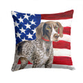 German Shorthaired Pointer Patriotic Decorative Throw Pillow 14x14 Indoor Outdoor Accent Cushion, Fabric Cover with Insert for Sofa, Bed, Porch & Living Room
