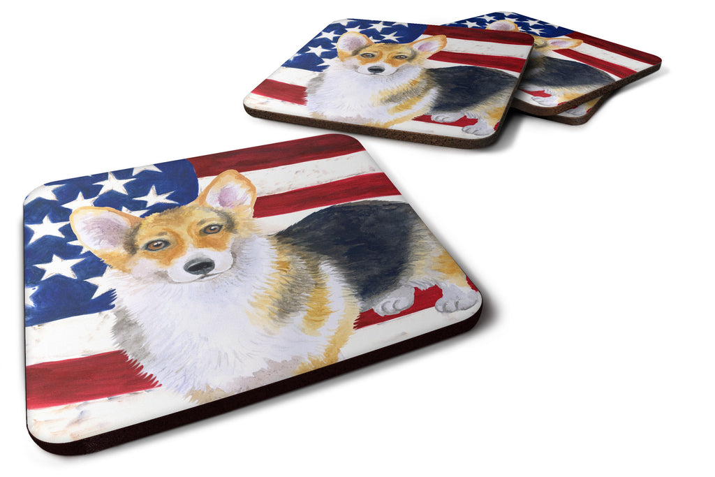 Pembroke Corgi Patriotic Foam Coasters Set of 4 Cup Coasters for Indoor Outdoor, Tabletop Protection, Anti Slip, Mouse pad Material