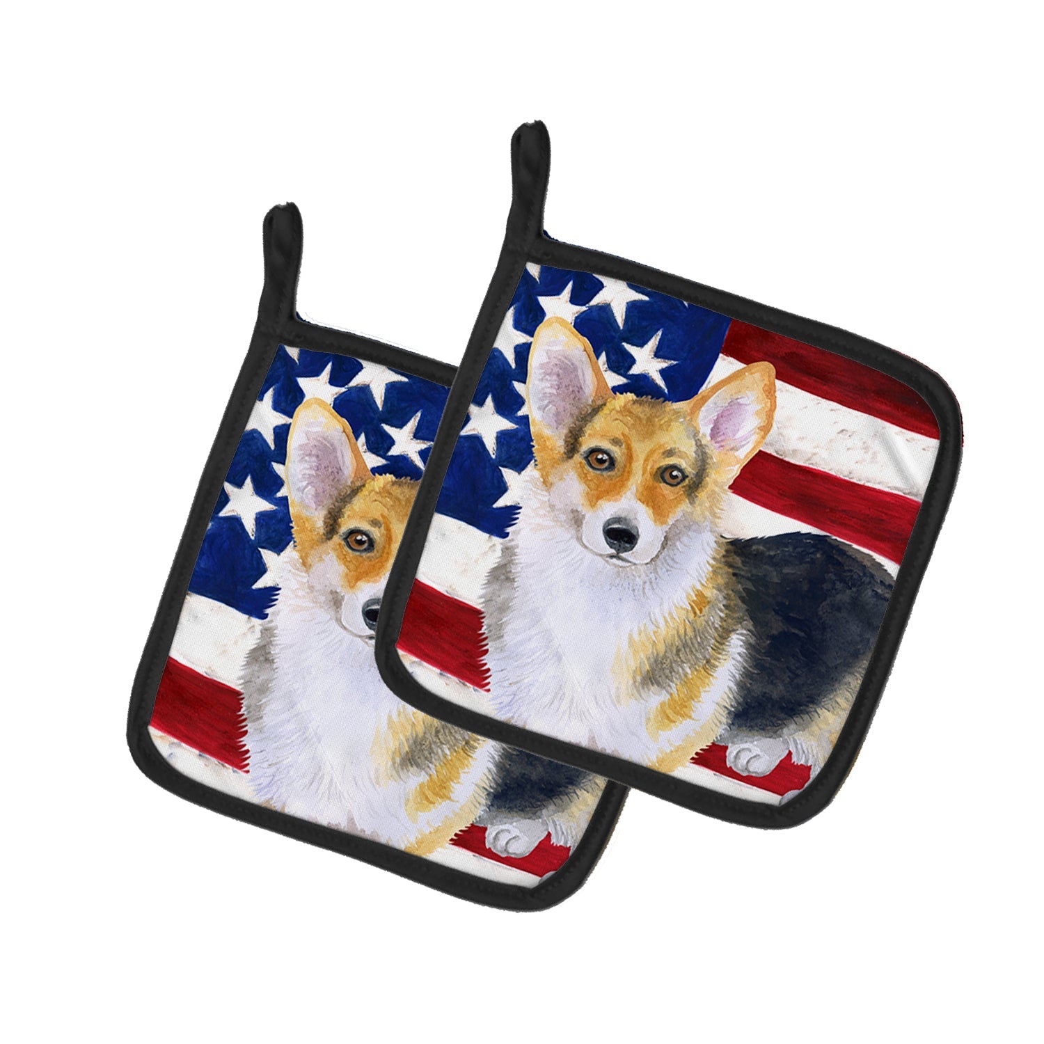 Pembroke Corgi Patriotic Pot Holder Set of 2 Heat Resistant Quilted Hot Pads 7.5 x 7.5 Inch, Insulated Kitchen Trivets for Cooking & Baking