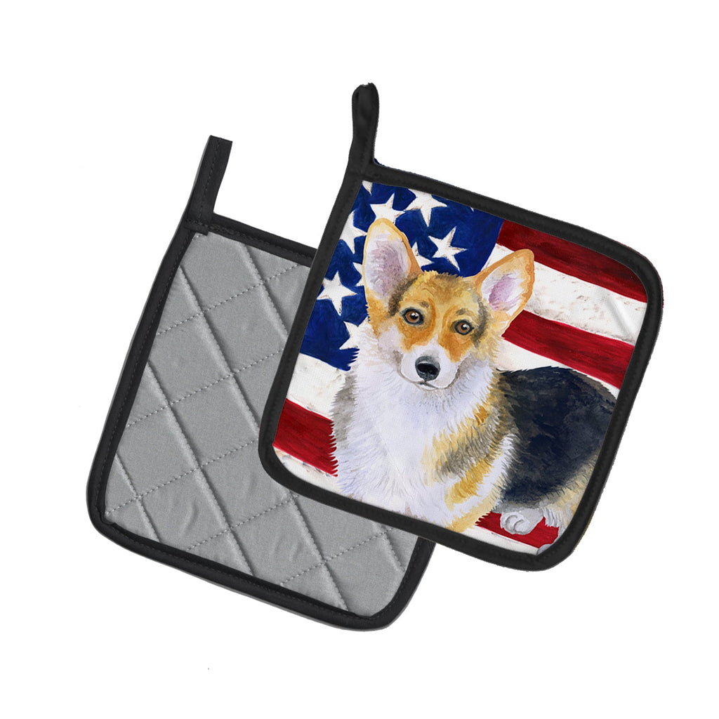 Pembroke Corgi Patriotic Pot Holder Set of 2 Heat Resistant Quilted Hot Pads 7.5 x 7.5 Inch, Insulated Kitchen Trivets for Cooking & Baking