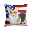 Pembroke Corgi Patriotic Decorative Throw Pillow 14x14 Indoor Outdoor Accent Cushion, Fabric Cover with Insert for Sofa, Bed, Porch & Living Room