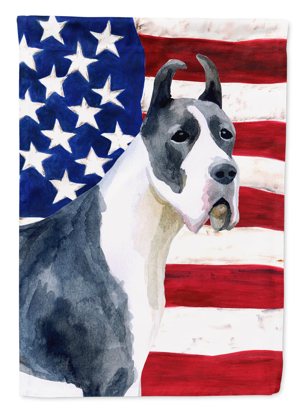 Harlequin Great Dane Patriotic House Flag 28x40 Porch Sleeve Pole Decorative Outside Yard Banner Artwork Wall Hanging, Polyester