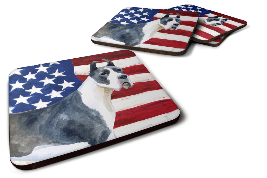 Harlequin Great Dane Patriotic Foam Coasters Set of 4 Cup Coasters for Indoor Outdoor, Tabletop Protection, Anti Slip, Mouse pad Material