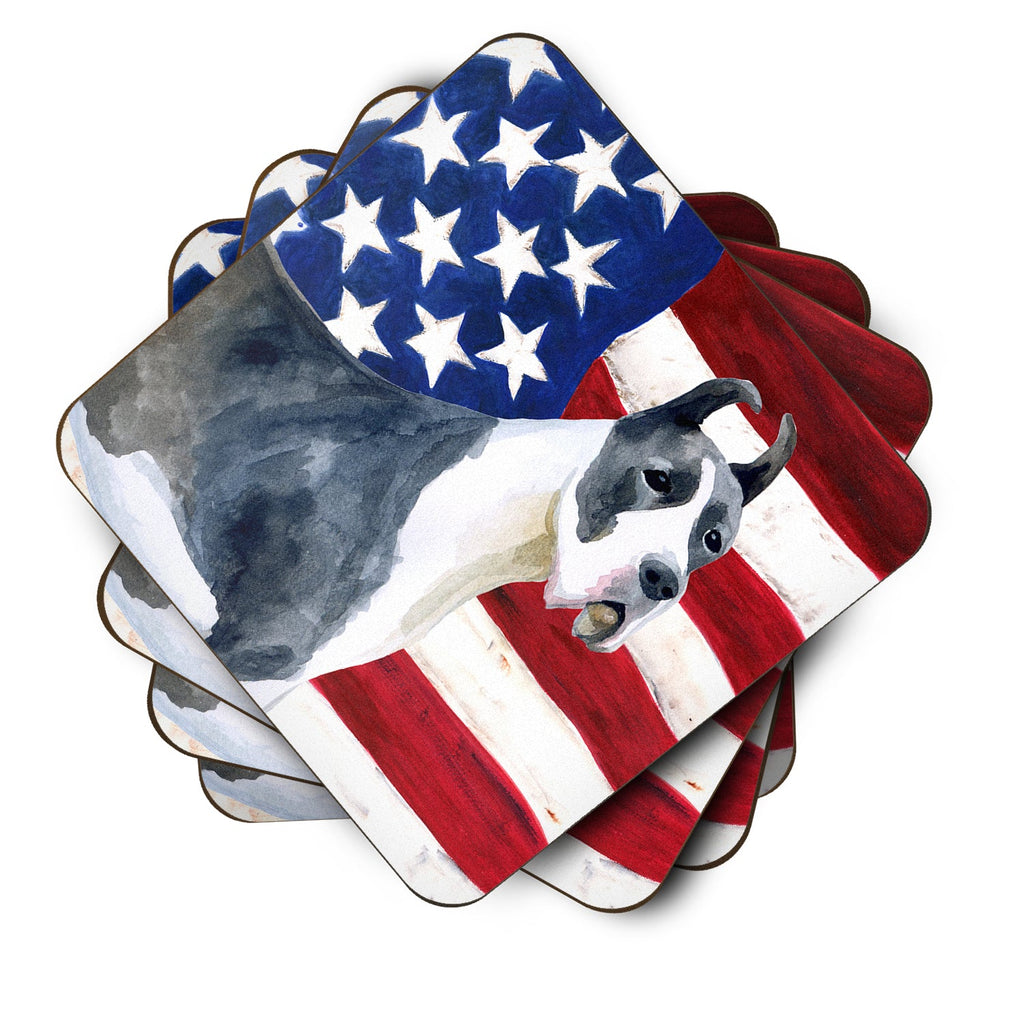 Harlequin Great Dane Patriotic Foam Coasters Set of 4 Cup Coasters for Indoor Outdoor, Tabletop Protection, Anti Slip, Mouse pad Material