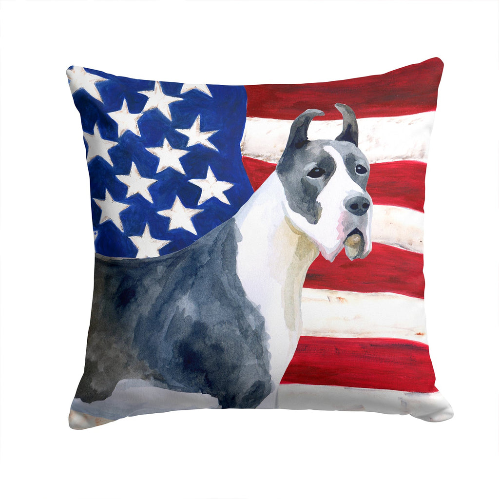 Harlequin Great Dane Patriotic Decorative Throw Pillow 14x14 Indoor Outdoor Accent Cushion, Fabric Cover with Insert for Sofa, Bed, Porch & Living Room