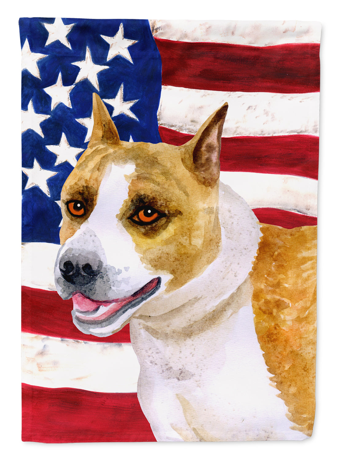 American Staffordshire Patriotic House Flag 28x40 Porch Sleeve Pole Decorative Outside Yard Banner Artwork Wall Hanging, Polyester