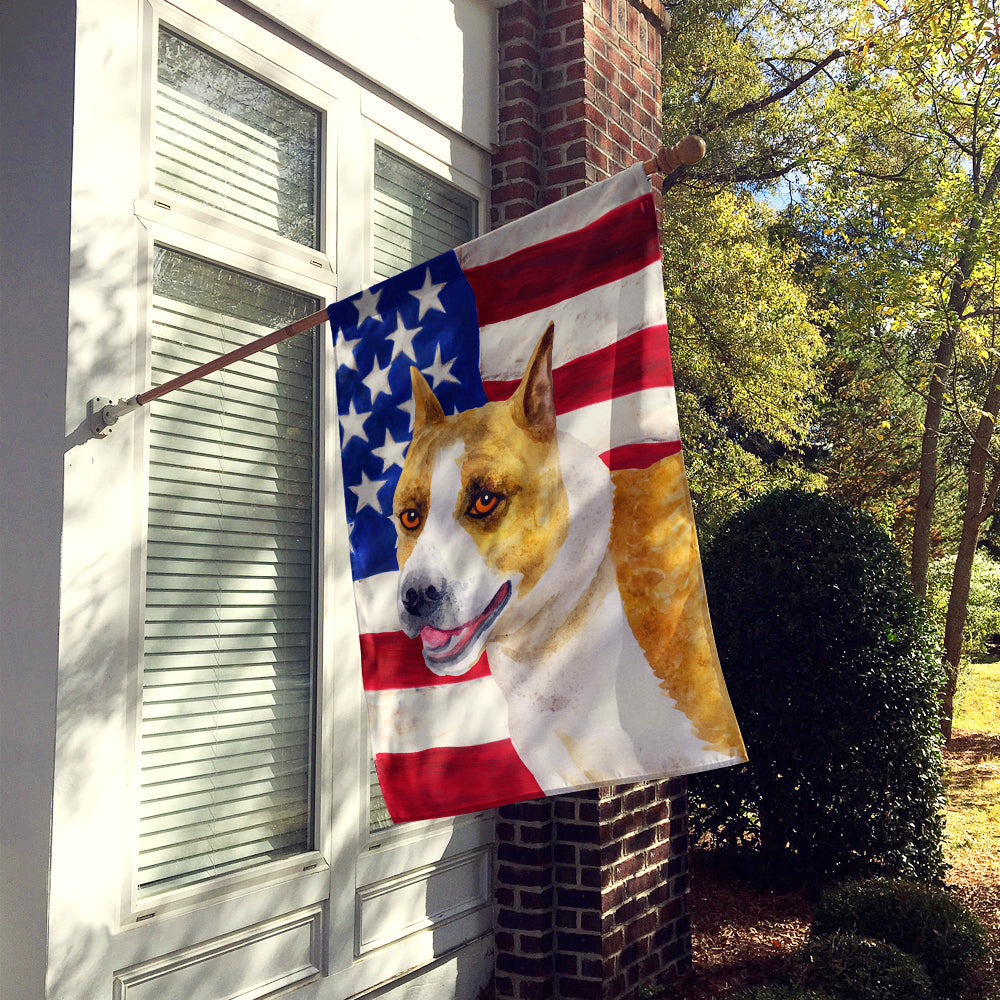 American Staffordshire Patriotic House Flag 28x40 Porch Sleeve Pole Decorative Outside Yard Banner Artwork Wall Hanging, Polyester