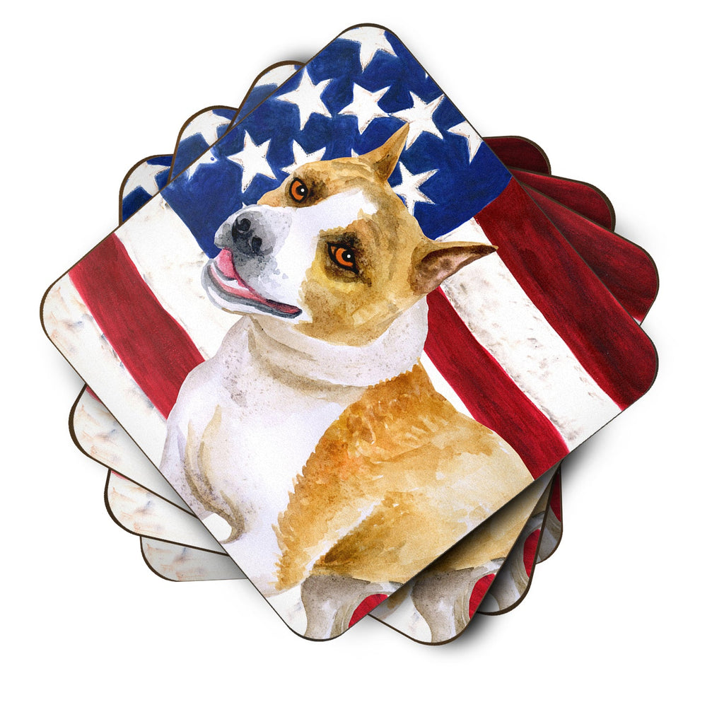 American Staffordshire Patriotic Foam Coasters Set of 4 Cup Coasters for Indoor Outdoor, Tabletop Protection, Anti Slip, Mouse pad Material