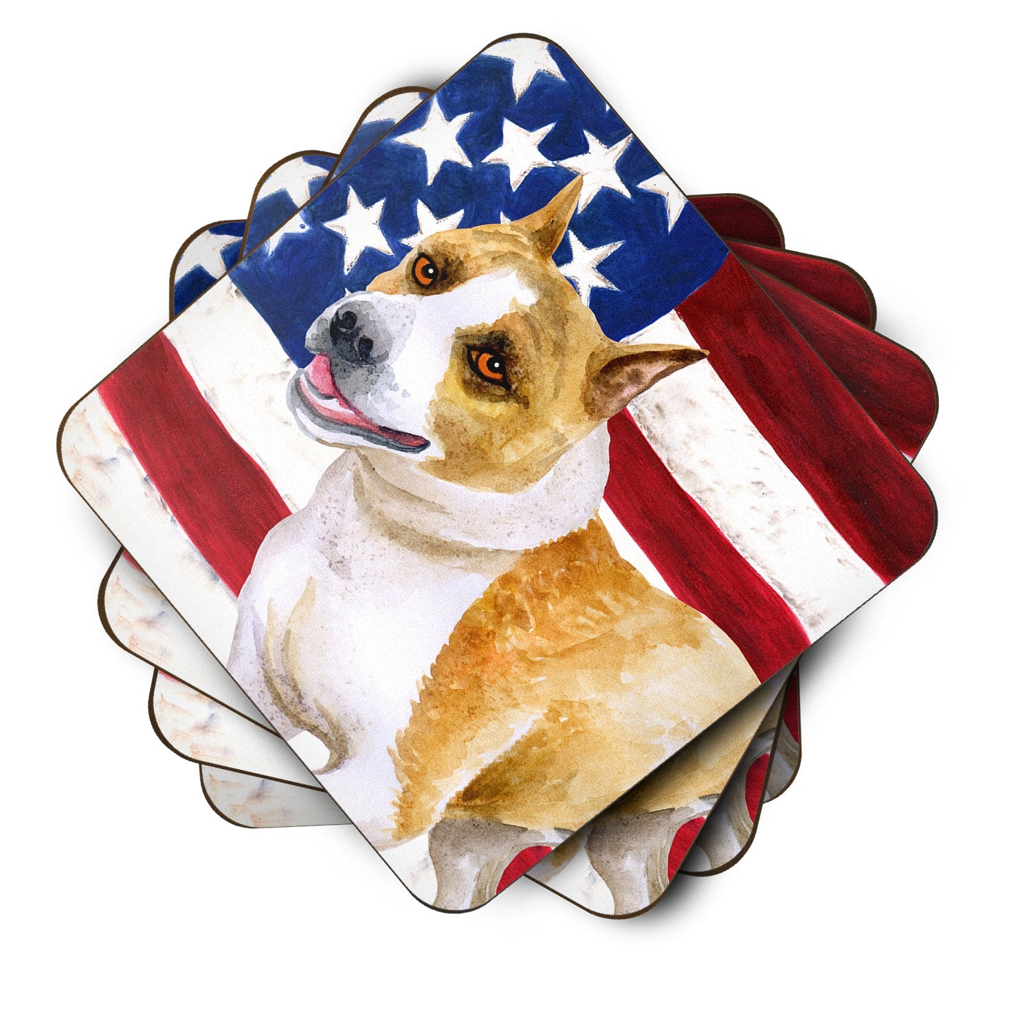 American Staffordshire Patriotic Foam Coasters Set of 4 Cup Coasters for Indoor Outdoor, Tabletop Protection, Anti Slip, Mouse pad Material