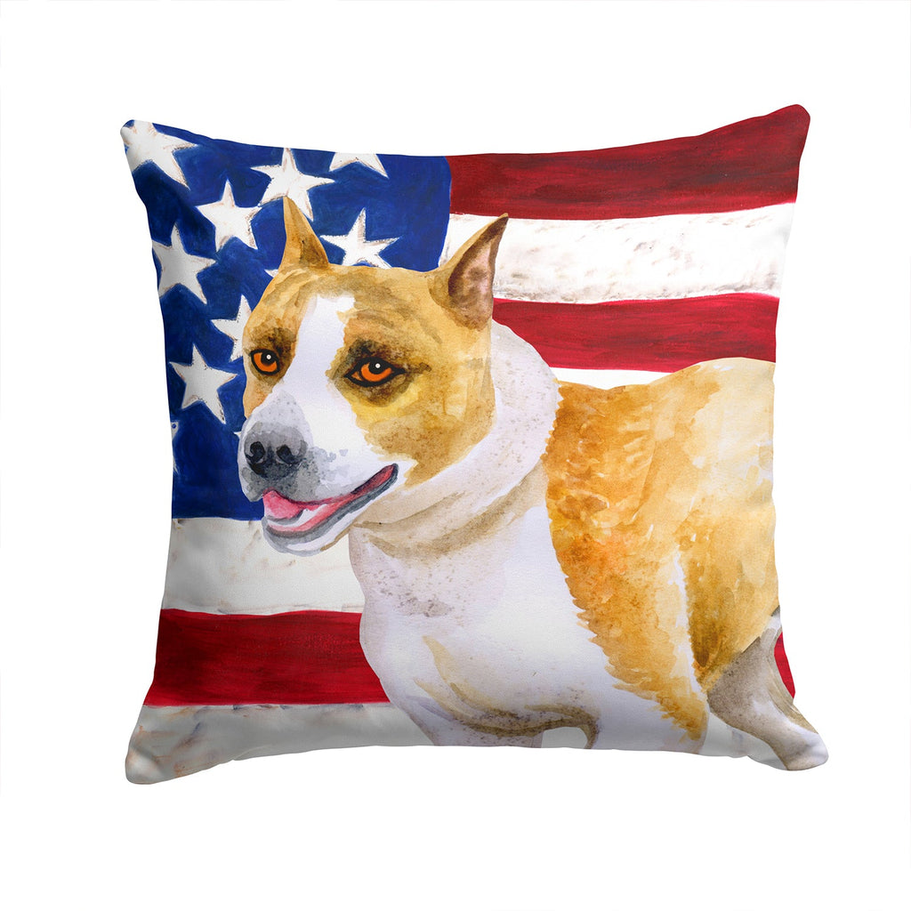 American Staffordshire Patriotic Decorative Throw Pillow 14x14 Indoor Outdoor Accent Cushion, Fabric Cover with Insert for Sofa, Bed, Porch & Living Room