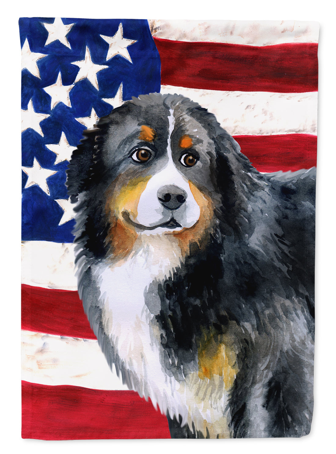 Bernese Mountain Dog Patriotic House Flag 28x40 Porch Sleeve Pole Decorative Outside Yard Banner Artwork Wall Hanging, Polyester
