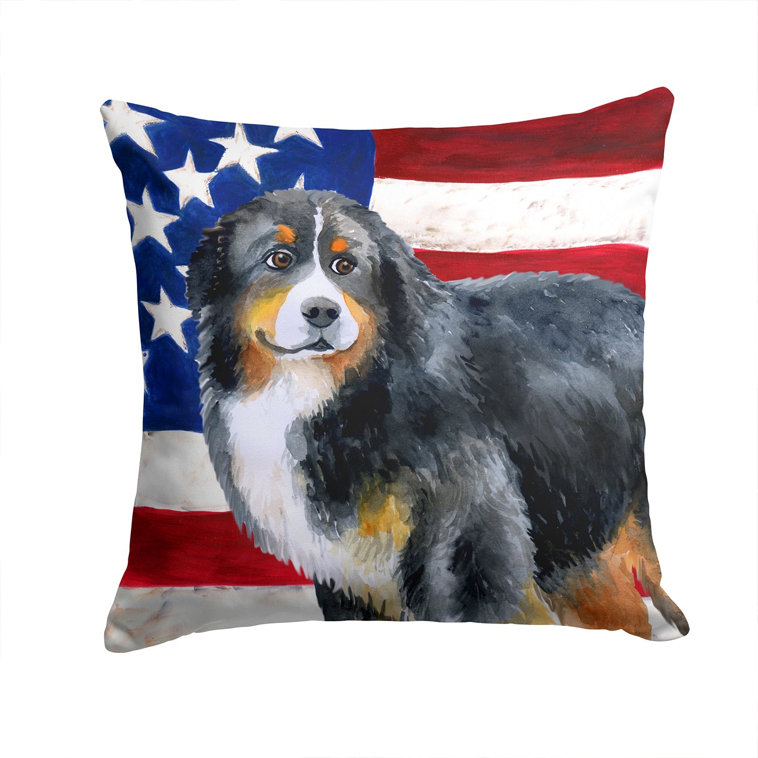 Bernese Mountain Dog Patriotic Decorative Throw Pillow 14x14 Indoor Outdoor Accent Cushion, Fabric Cover with Insert for Sofa, Bed, Porch & Living Room