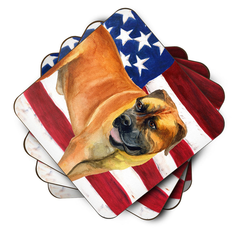 Boerboel Mastiff Patriotic Foam Coasters Set of 4 Cup Coasters for Indoor Outdoor, Tabletop Protection, Anti Slip, Mouse pad Material