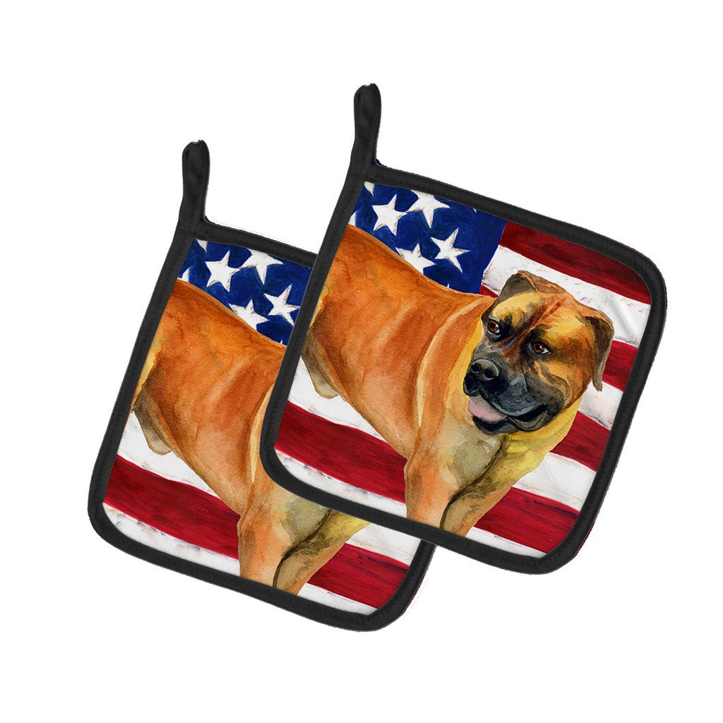 Boerboel Mastiff Patriotic Pot Holder Set of 2 Heat Resistant Quilted Hot Pads 7.5 x 7.5 Inch, Insulated Kitchen Trivets for Cooking & Baking