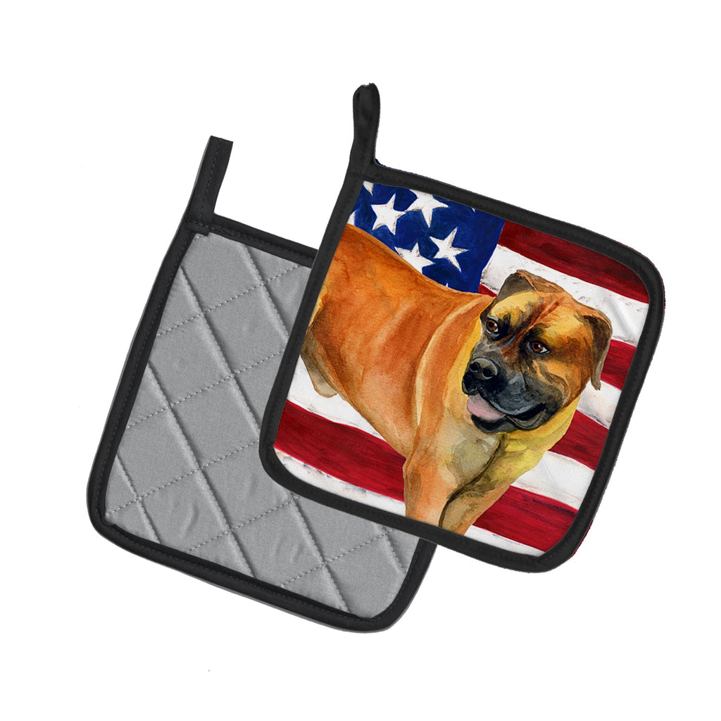 Boerboel Mastiff Patriotic Pot Holder Set of 2 Heat Resistant Quilted Hot Pads 7.5 x 7.5 Inch, Insulated Kitchen Trivets for Cooking & Baking