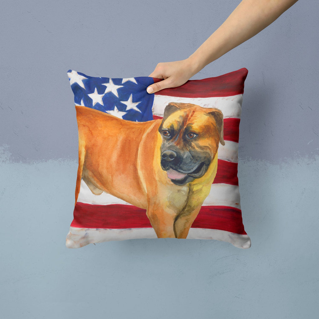 Boerboel Mastiff Patriotic Decorative Throw Pillow 14x14 Indoor Outdoor Accent Cushion, Fabric Cover with Insert for Sofa, Bed, Porch & Living Room