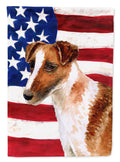 Smooth Fox Terrier Patriotic House Flag 28x40 Porch Sleeve Pole Decorative Outside Yard Banner Artwork Wall Hanging, Polyester