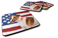 Smooth Fox Terrier Patriotic Foam Coasters Set of 4 Cup Coasters for Indoor Outdoor, Tabletop Protection, Anti Slip, Mouse pad Material