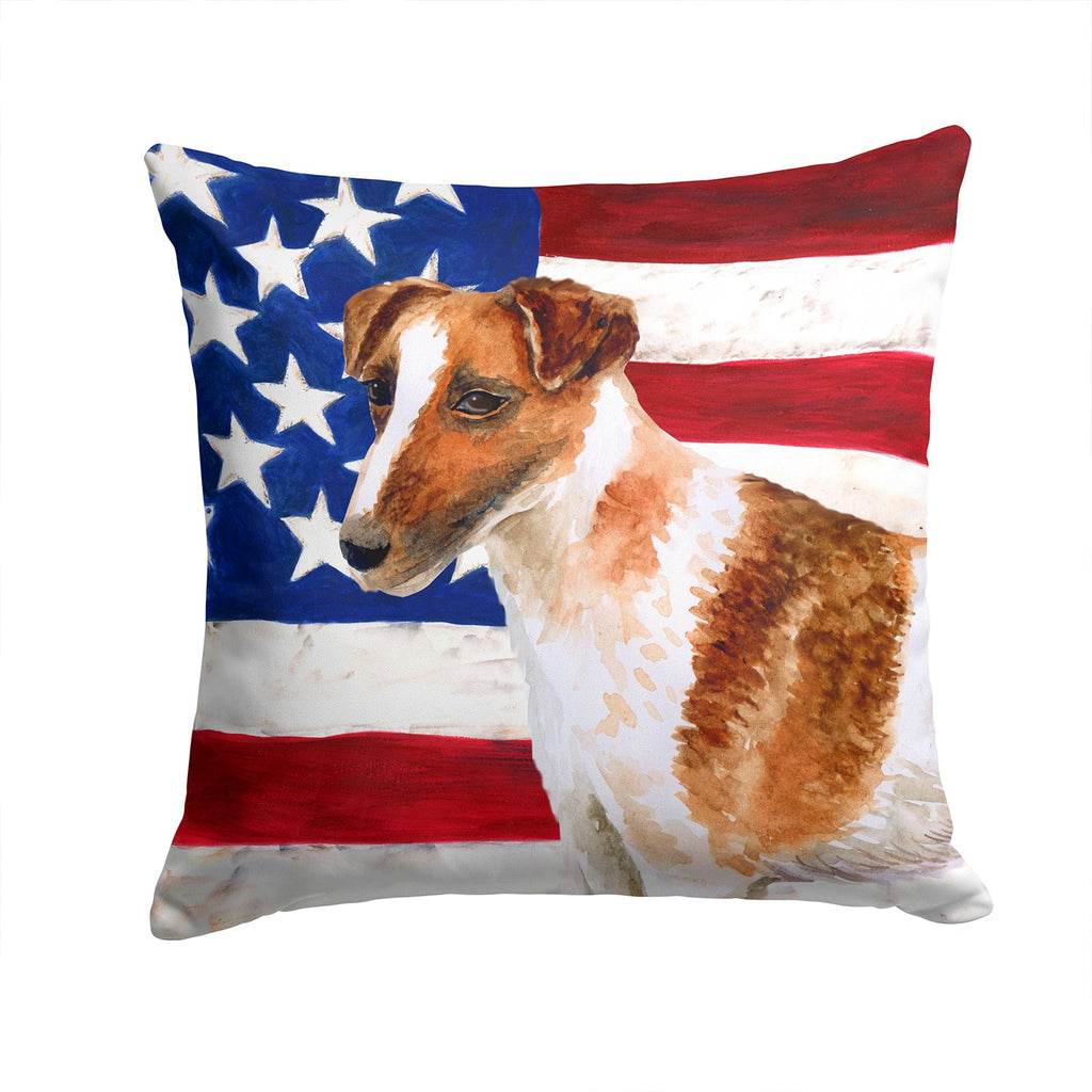 Smooth Fox Terrier Patriotic Decorative Throw Pillow 14x14 Indoor Outdoor Accent Cushion, Fabric Cover with Insert for Sofa, Bed, Porch & Living Room