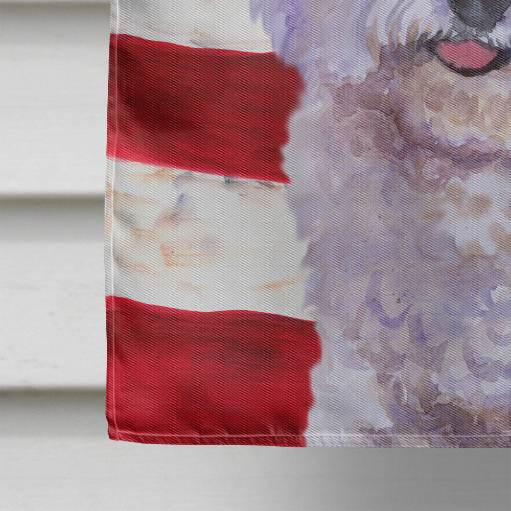 Bichon Frise Patriotic House Flag 28x40 Porch Sleeve Pole Decorative Outside Yard Banner Artwork Wall Hanging, Polyester