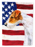Fox Terrier Patriotic House Flag 28x40 Porch Sleeve Pole Decorative Outside Yard Banner Artwork Wall Hanging, Polyester