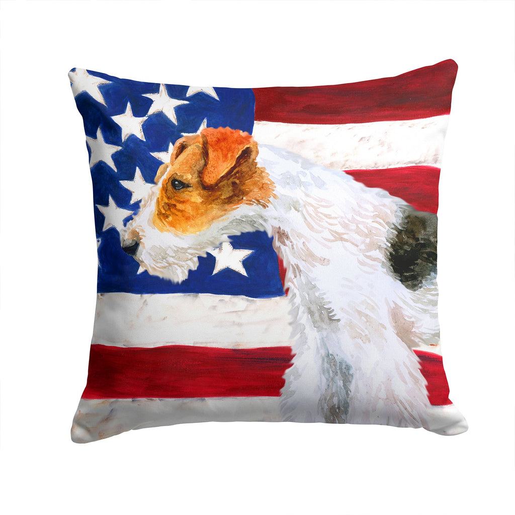 Fox Terrier Patriotic Decorative Throw Pillow 14x14 Indoor Outdoor Accent Cushion, Fabric Cover with Insert for Sofa, Bed, Porch & Living Room