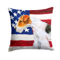 Fox Terrier Patriotic Decorative Throw Pillow 14x14 Indoor Outdoor Accent Cushion, Fabric Cover with Insert for Sofa, Bed, Porch & Living Room