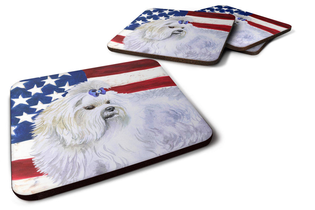 Maltese Patriotic Foam Coasters Set of 4 Cup Coasters for Indoor Outdoor, Tabletop Protection, Anti Slip, Mouse pad Material
