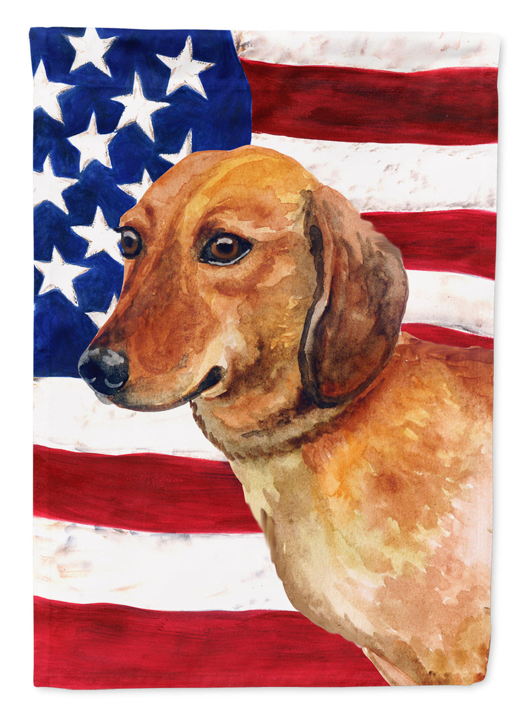 Dachshund Patriotic House Flag 28x40 Porch Sleeve Pole Decorative Outside Yard Banner Artwork Wall Hanging, Polyester