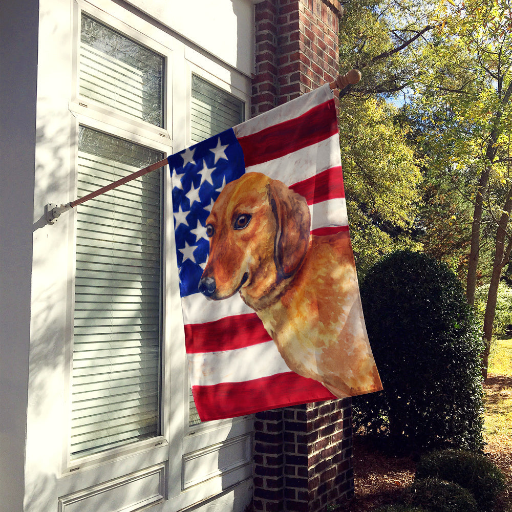 Dachshund Patriotic House Flag 28x40 Porch Sleeve Pole Decorative Outside Yard Banner Artwork Wall Hanging, Polyester