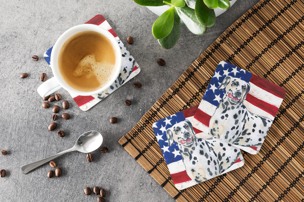 Dalmatian Patriotic Foam Coasters Set of 4 Cup Coasters for Indoor Outdoor, Tabletop Protection, Anti Slip, Mouse pad Material