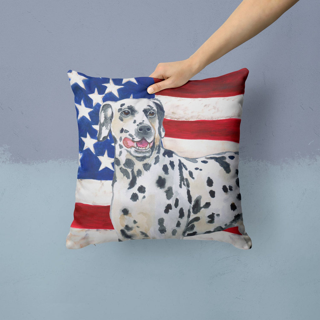 Dalmatian Patriotic Decorative Throw Pillow 14x14 Indoor Outdoor Accent Cushion, Fabric Cover with Insert for Sofa, Bed, Porch & Living Room