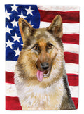 German Shepherd Patriotic House Flag 28x40 Porch Sleeve Pole Decorative Outside Yard Banner Artwork Wall Hanging, Polyester