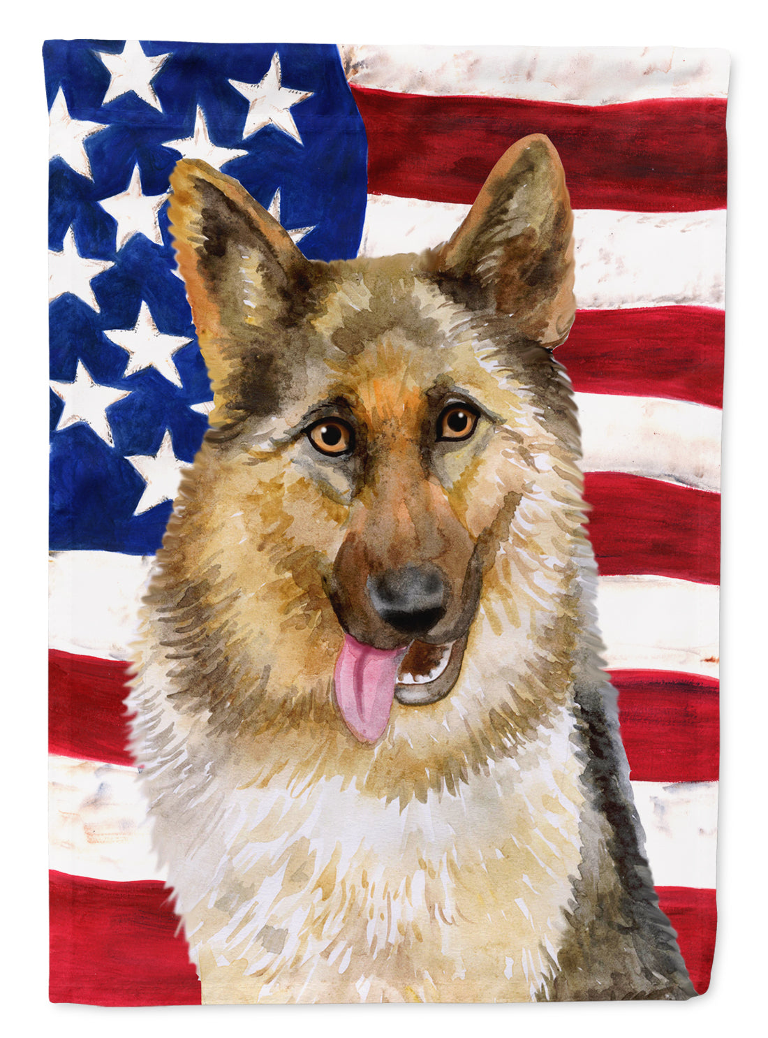 German Shepherd Patriotic House Flag 28x40 Porch Sleeve Pole Decorative Outside Yard Banner Artwork Wall Hanging, Polyester