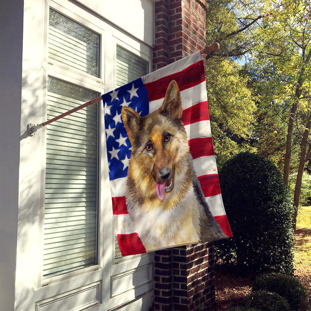 German Shepherd Patriotic House Flag 28x40 Porch Sleeve Pole Decorative Outside Yard Banner Artwork Wall Hanging, Polyester