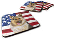 German Shepherd Patriotic Foam Coasters Set of 4 Cup Coasters for Indoor Outdoor, Tabletop Protection, Anti Slip, Mouse pad Material