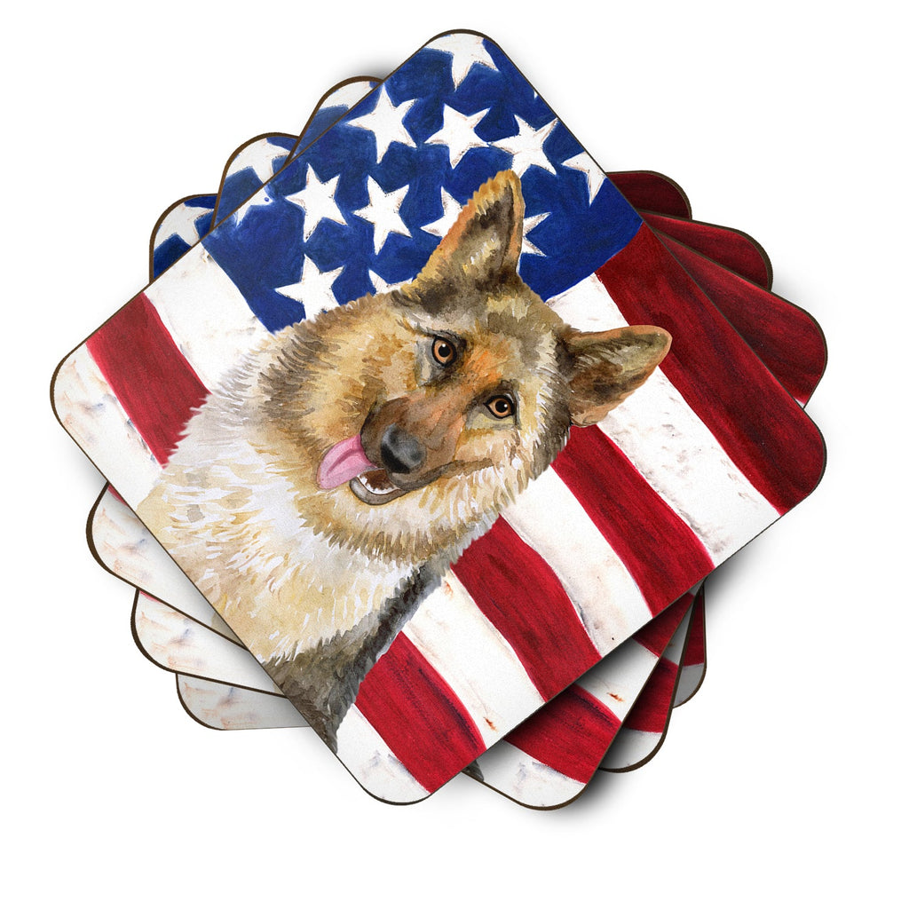 German Shepherd Patriotic Foam Coasters Set of 4 Cup Coasters for Indoor Outdoor, Tabletop Protection, Anti Slip, Mouse pad Material