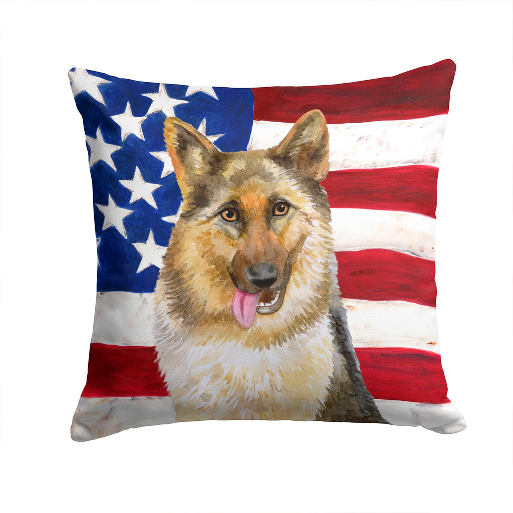 German Shepherd Patriotic Decorative Throw Pillow 14x14 Indoor Outdoor Accent Cushion, Fabric Cover with Insert for Sofa, Bed, Porch & Living Room