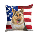 German Shepherd Patriotic Decorative Throw Pillow 14x14 Indoor Outdoor Accent Cushion, Fabric Cover with Insert for Sofa, Bed, Porch & Living Room