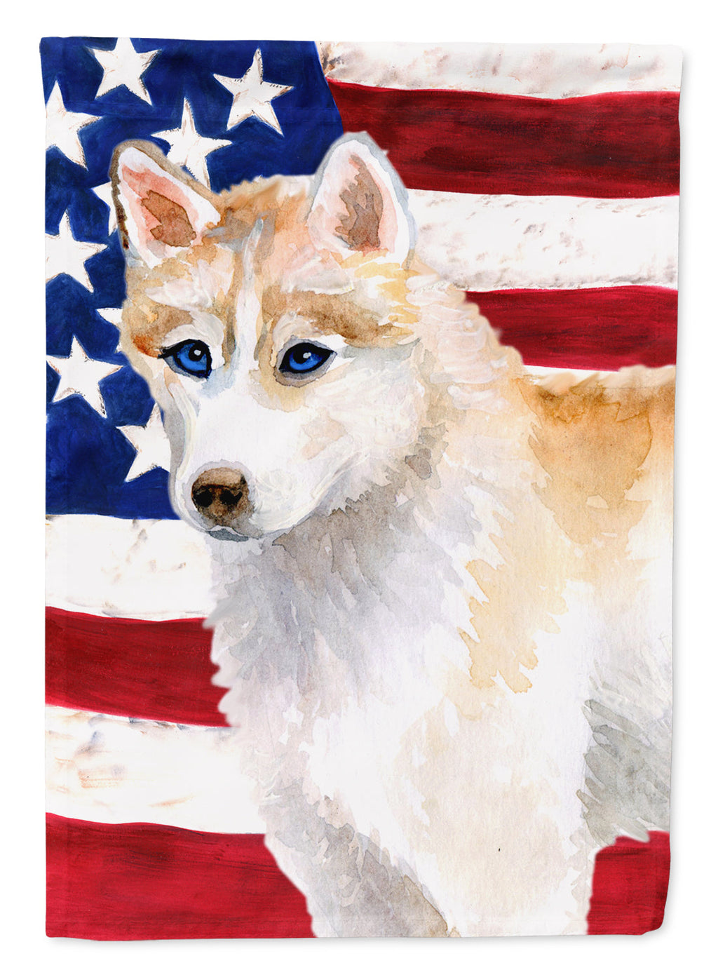 Siberian Husky Patriotic House Flag 28x40 Porch Sleeve Pole Decorative Outside Yard Banner Artwork Wall Hanging, Polyester