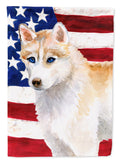 Siberian Husky Patriotic House Flag 28x40 Porch Sleeve Pole Decorative Outside Yard Banner Artwork Wall Hanging, Polyester