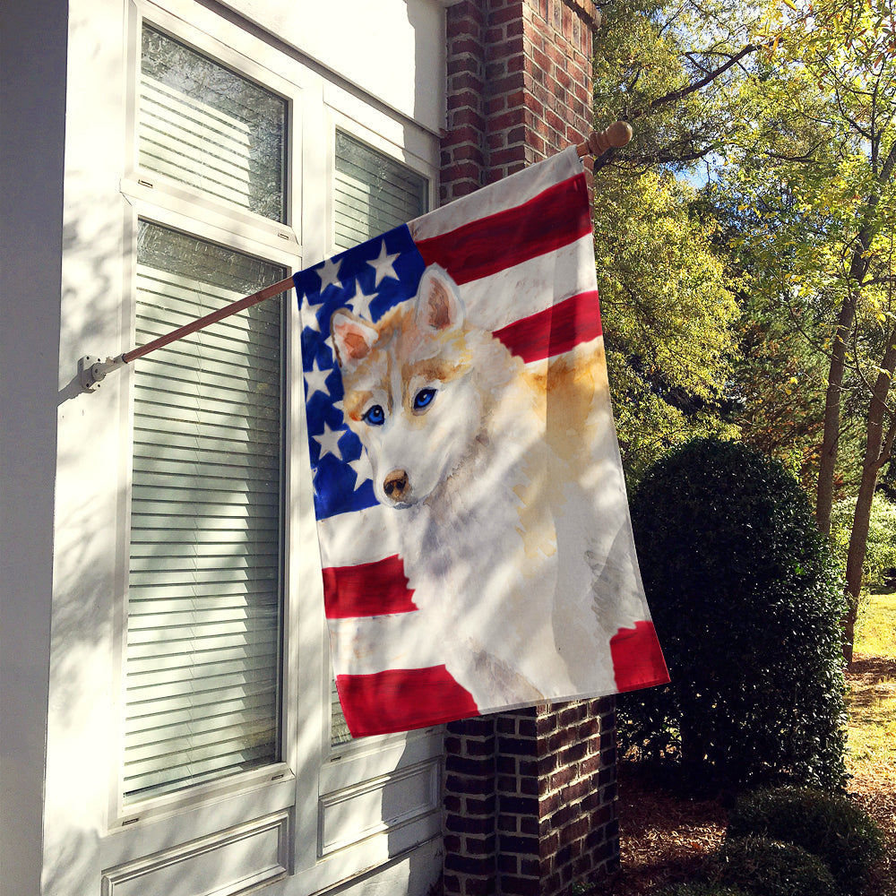 Siberian Husky Patriotic House Flag 28x40 Porch Sleeve Pole Decorative Outside Yard Banner Artwork Wall Hanging, Polyester