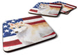 Siberian Husky Patriotic Foam Coasters Set of 4 Cup Coasters for Indoor Outdoor, Tabletop Protection, Anti Slip, Mouse pad Material